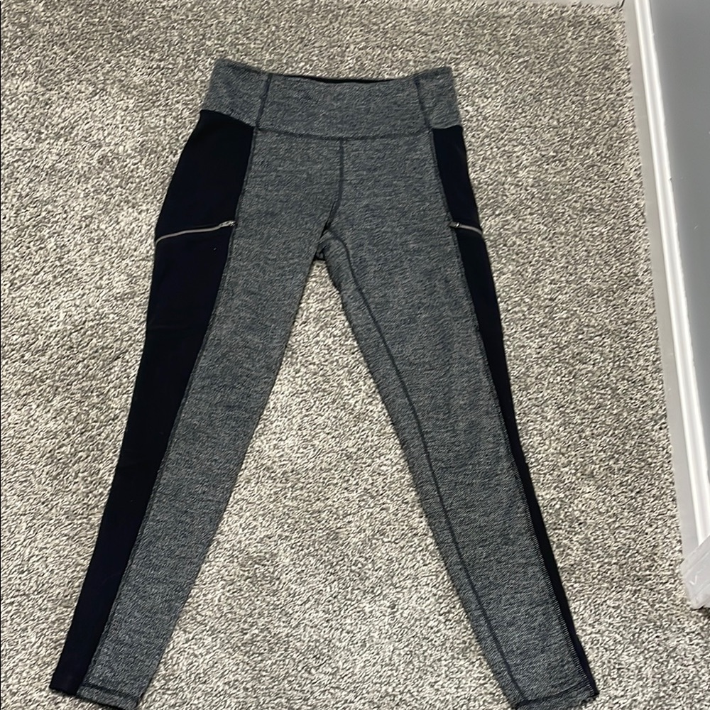 Athleta Gray and Black Leggings Herringbone Luxe Metro Drifter